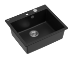 Quadron Unique Zlewozmywak granitowy jednokomorowy 57*50*22 cm MORGAN 110 PURE CARBON z syfonem Push-2-Open w kolorze stalowym-DARMOWA DOSTAWA