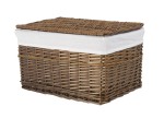 CORSAN - Kosz wiklinowy zamykany WENGE z wyściółką ECRU 52x36x30 cm 520B