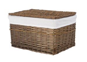 CORSAN - Kosz wiklinowy zamykany WENGE z wyściółką ECRU 38x22x22 cm 520D