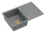 Quadron Unique Zlewozmywak granitowy jednokomorowy 78*50*22 cm z ociekaczem MORGAN 111 SILVER STONE z syfonem Push-2-Open w kolorze złotym-DARMOWA DOSTAWA