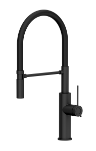 Quadron Unique Bateria zlewozmywakowa stalowa GEMMA Q LINE SLIM  PURE CARBON z ruchomą wylewką kolor czarny mat/czarny wąż-DARMOWA DOSTAWA