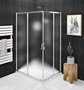 GELCO Kabina prysznicowa prostokątna narożna SIGMA SIMPLY drzwi przesuwne 80x90x190 chrom szkło matowe BRICK z powłoką Coated Glass GS2490GS2480