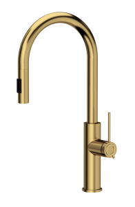 Quadron Unique Bateria zlewozmywakowa stalowa JENNIFER Q LINE SLIM  z wyciąganą wylewką i funkcją prysznica kolor złoty-DARMOWA DOSTAWA