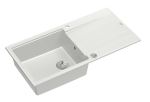 Quadron Unique Zlewozmywak granitowy jednokomorowy 100*50*21 cm  z ociekaczem EVAN 146 XL GRANITEQ  SNOW WHITE z syfonem Push-2-Open w kolorze stalowym