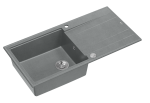Quadron Unique Zlewozmywak granitowy jednokomorowy 100*50*21 cm  z ociekaczem EVAN 146 XL GRANITEQ  SILVER STONE z syfonem Push-2-Open w kolorze stalowym