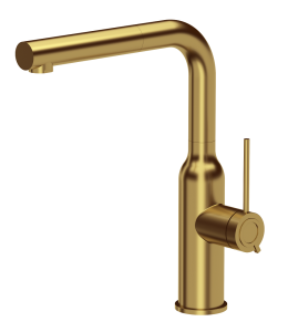 Quadron Unique Bateria zlewozmywakowa stalowa ANGELINA Q LINE z wyciąganą wylewką kolor złoty-DARMOWA DOSTAWA