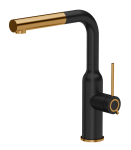 Quadron Unique Bateria zlewozmywakowa stalowa ANGELINA Q LINE PURE CARBON z wyciąganą wylewką kolor czarny mat/wykończenie miedź-DARMOWA DOSTAWA