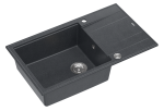 Quadron Unique Zlewozmywak granitowy jednokomorowy 86*50*21 cm  z ociekaczem EVAN 136 XL GRANITEQ  BLACK DIAMOND z syfonem Push-2-Open w kolorze stalowym