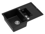 Quadron Unique Zlewozmywak granitowy półtorakomorowy 78*50*22/16 cm z ociekaczem MORGAN 156 PURE CARBON z syfonem Push-2-Open w kolorze stalowym-DARMOWA DOSTAWA