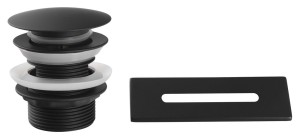 AQUALINE Zestaw - maskownica przelewu i korek wannowy 1"1/2 klik-klak kolor CZARNY MAT do wanien TIBERA oraz TAJO TF9005B