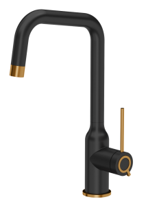 Quadron Unique Bateria zlewozmywakowa stalowa NATALIE Q LINE PURE CARBON kolor czarny mat/wykończenie miedź-DARMOWA DOSTAWA