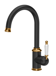 Quadron Unique Bateria zlewozmywakowa stalowa RACHEL PURE CARBON kolor czarny mat/wykończenie miedź-DARMOWA DOSTAWA