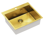 Quadron Unique Zlewozmywak stalowy jednokomorowy 55*48*20 cm RUSSEL 110 SteelQ PVD kolor złoty-DARMOWA DOSTAWA