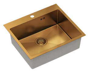 Quadron Unique Zlewozmywak stalowy jednokomorowy 55*48*20 cm RUSSEL 110 SteelQ PVD kolor miedziany-DARMOWA DOSTAWA