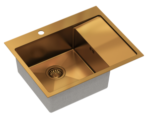 Quadron Unique Zlewozmywak stalowy jednokomorowy 62*48*20 cm z ociekaczem RUSSEL 116 SteelQ PVD kolor miedziany-DARMOWA DOSTAWA