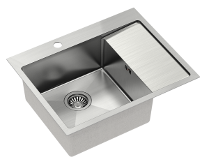 Quadron Unique Zlewozmywak stalowy jednokomorowy 62*48*20 cm z ociekaczem RUSSEL 116 SteelQ LEWY kolor stal szczotkowana-DARMOWA DOSTAWA