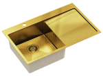 Quadron Unique Zlewozmywak stalowy jednokomorowy 78*48*20 cm z ociekaczem RUSSEL 111 SteelQ PVD kolor złoty-DARMOWA DOSTAWA