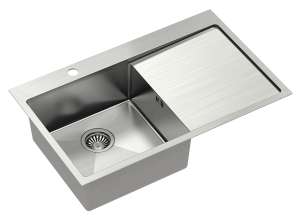 Quadron Unique Zlewozmywak stalowy jednokomorowy 78*48*20 cm z ociekaczem RUSSEL 111 SteelQ LEWY kolor stal szczotkowana-DARMOWA DOSTAWA