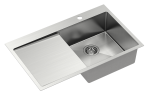 Quadron Unique Zlewozmywak stalowy jednokomorowy 78*48*20 cm z ociekaczem RUSSEL 111 SteelQ PRAWY kolor stal szczotkowana