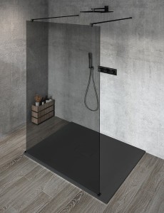 GELCO Kabina prysznicowa przyścienna VARIO BLACK WALK IN  130x200 czarny mat szkło dymione z powłoką Coated Glass GX1313GX2214