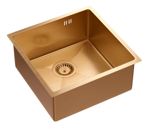 Quadron Unique Zlewozmywak stalowy jednokomorowy podwieszany/wpuszczany 44*44*19 cm ANTHONY 50 SteelQ PVD kolor miedziany-DARMOWA DOSTAWA
