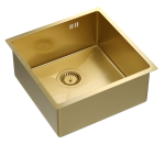 Quadron Unique Zlewozmywak stalowy jednokomorowy podwieszany/wpuszczany 44*44*19 cm ANTHONY 50 SteelQ PVD kolor złoty-DARMOWA DOSTAWA