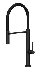 Quadron Unique Bateria zlewozmywakowa stalowa MARGOT T LINE PURE CARBON z ruchomą wylewką  kolor czarny mat/czarny wąż-DARMOWA DOSTAWA