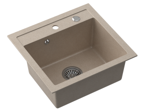 Quadron POP Zlewozmywak granitowy jednokomorowy 50*47*18,5 cm JOHNNY 110 GRANITEQ river sand / piaskowy ze stalowym odpływem