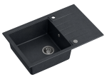Quadron POP Zlewozmywak granitowy jednokomorowy 78*50*20 cm z ociekaczem PETER 111 GRANITEQ  black dotted ze stalowym odpływem