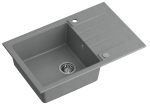 Quadron POP Zlewozmywak granitowy jednokomorowy 78*50*20 cm z ociekaczem PETER 111 GRANITEQ silver stone ze stalowym odpływem