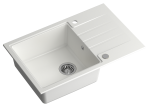 Quadron POP Zlewozmywak granitowy jednokomorowy 78*50*20 cm z ociekaczem PETER 111 GRANITEQ  snow white ze stalowym odpływem