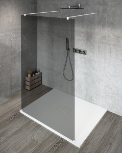 GELCO Kabina prysznicowa przyścienna VARIO WHITE WALK IN  130x200 szkło dymione z powłoką Coated Glass GX1313GX2215