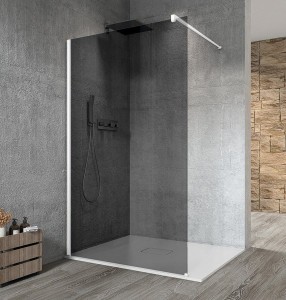 GELCO Kabina prysznicowa narożna VARIO WHITE WALK IN  130x200 profil biały mat szkło dymione z powłoką Coated Glass bez wspornika GX1313GX1015