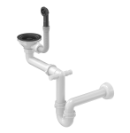 Quadron Unique Syfon pionowy do zlewozmywaka granitowego 1 lub 1 komora z ociekaczem  3,5" cala,  POWER COLOR PURE CARBON, SAVE SPACE