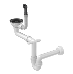 Quadron Unique Syfon pionowy do zlewozmywaka granitowego 1 lub 1 komora z ociekaczem  3,5" cala,  POWER COLOR PURE CARBON, SAVE SPACE