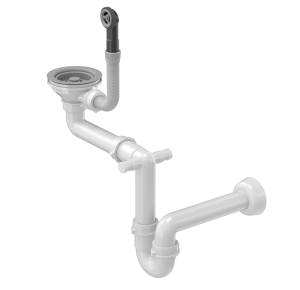 Quadron Unique Syfon pionowy do zlewozmywaka granitowego 1 lub 1 komora z ociekaczem  3,5" cala,  POWER COLOR SILVER STONE, SAVE SPACE