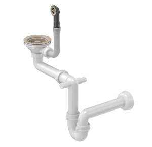 Quadron Unique Syfon pionowy do zlewozmywaka granitowego 1 lub 1 komora z ociekaczem  3,5" cala,  POWER COLOR RIVER SAND, SAVE SPACE