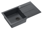 Quadron POP Zlewozmywak granitowy jednokomorowy 78*45*18,5 cm z ociekaczem CHRISTIAN 111 GRANITEQ  black dotted z odpływem z tworzywa PBT pure carbon
