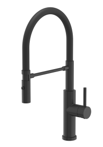 Quadron POP Bateria zlewozmywakowa stalowa ANDY PURE CARBON  z ruchomą wylewką na gumie i funkcją prysznica kolor czarny mat/czarny wąż