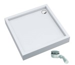 SCHEDPOL SCHEDLINE COLLECTION Brodzik kwadratowy zintegrowany FAVORY PLUS SMOOTH WHITE 80x80x16 z systemem STABILSOUND PLUS 3ST.F1K-8080 GRATIS SYFON 90 MM-Darmowa dostawa