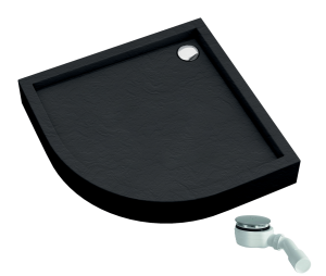 SCHEDPOL SCHEDLINE COLLECTION Brodzik półokrągły zintegrowany FAVORY PLUS BLACK STONE 90x90x16 z systemem STABILSOUND PLUS 3ST.F1O-9090C/ST GRATIS SYFON 90 MM-Darmowa dostawa