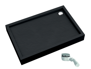 SCHEDPOL SCHEDLINE COLLECTION Brodzik prostokątny zintegrowany FAVORY PLUS BLACK STONE 90x100x16 z systemem STABILSOUND PLUS 3ST.F1P-90100C/ST GRATIS SYFON 90 MM-Darmowa dostawa