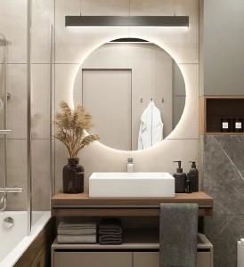 OK STYL - Lustro okrągłe ścienne z oświetleniem  LED 60 cm