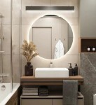 OK STYL - Lustro okrągłe ścienne z oświetleniem  LED 70 cm