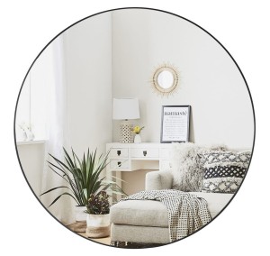 OK STYL - Lustro okrągłe ścienne LOFT w czarnej ramie 80 cm