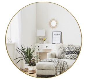 OK STYL - Lustro okrągłe ścienne LOFT w złotej ramie 60 cm