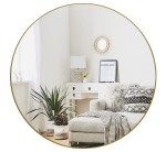 OK STYL - Lustro okrągłe ścienne LOFT w złotej ramie 70 cm