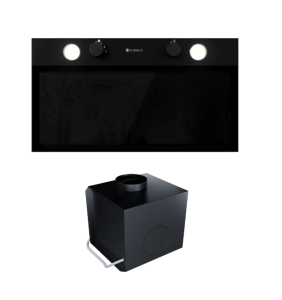 GLOBALO Okap kuchenny podszafkowy do zabudowy FLUXIME 60.1 LINIA DESIGN  kolor BLACK + TURBINA TW 1.2 kolor BLACK ZESTAW-DARMOWA DOSTAWA