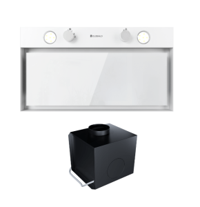 GLOBALO Okap kuchenny podszafkowy do zabudowy FLUXIME 60.1 LINIA DESIGN  kolor WHITE + TURBINA TW 2.1 kolor BLACK ZESTAW-DARMOWA DOSTAWA