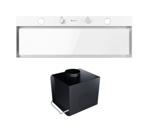 GLOBALO Okap kuchenny podszafkowy do zabudowy FLUXIME 90.1 LINIA DESIGN  kolor WHITE + TURBINA TW 1.2 kolor BLACK ZESTAW-DARMOWA DOSTAWA